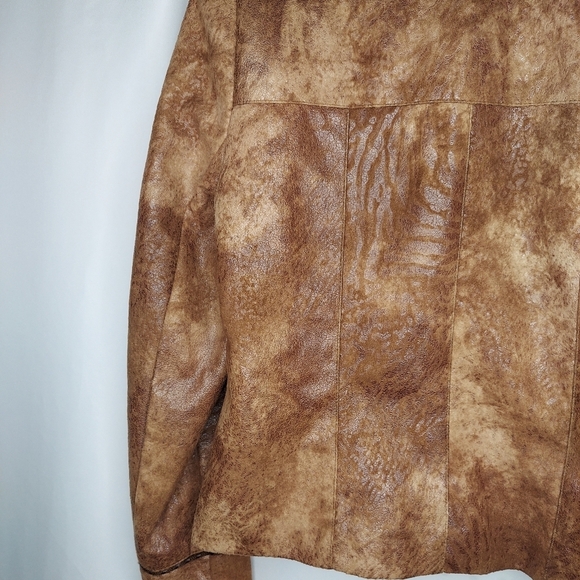 Cynthia Althusen Faux Suede Snap Button Collar Pipe Trim Lined Brown Western 2 - Picture 4 of 5